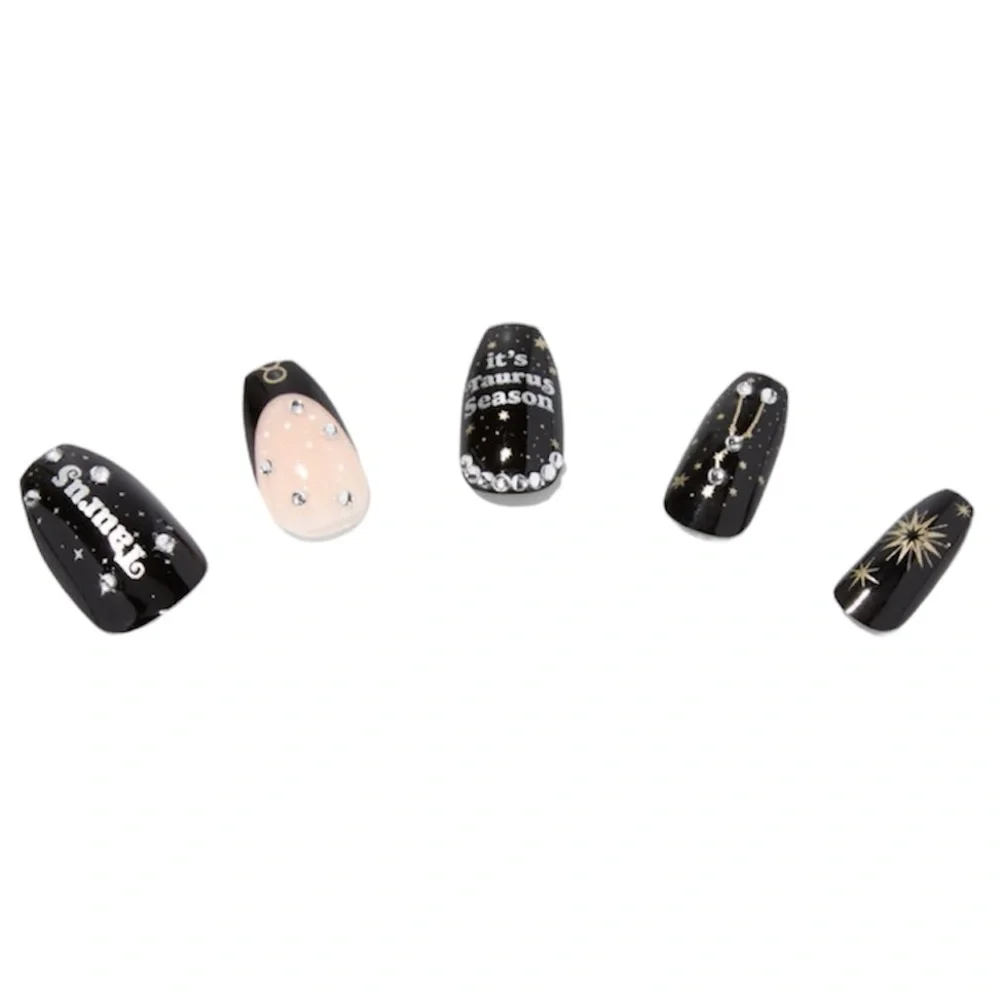 Zodiac Taurus Birthday Squareletto Faux Nail Set - 24 Pack - NWT